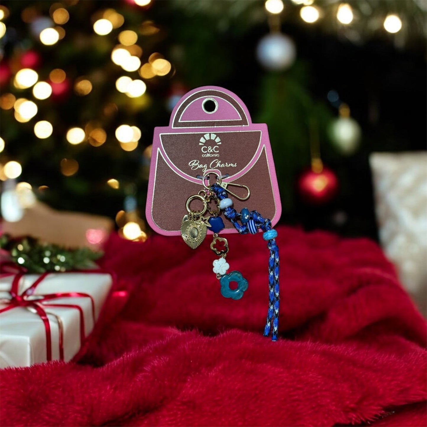 Women’s Luxe Velvet Bow Keychain – Elegant Bag Charm Accessory, Soft Pleated Ribbon with Gold Hardware | Purse, Tote & Key Holder Decoration - Knack'd Up