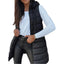 Women's Solid Color Sleeveless Hooded Vest, Mid - Length Zip - Front Waistcoat With Pockets For Spring And Fall Layering - Knack'd Up