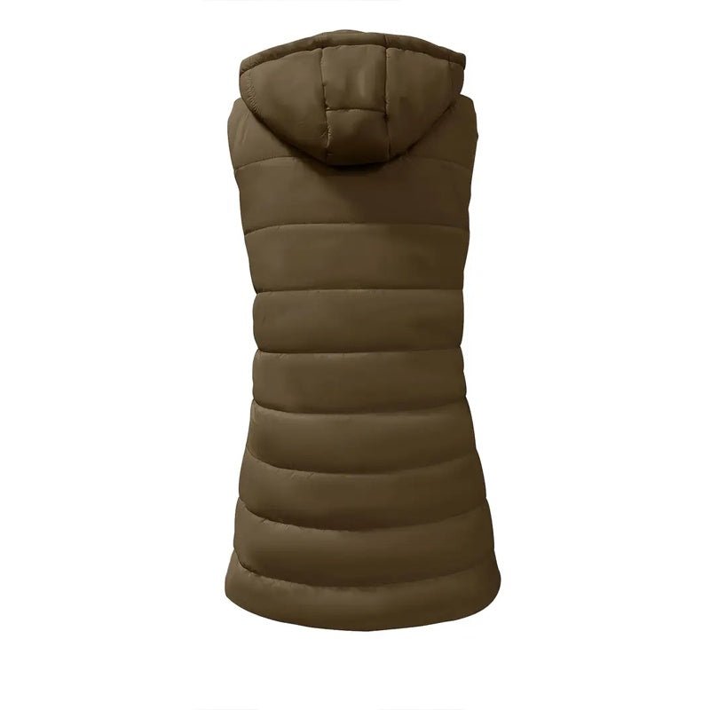 Women's Solid Color Sleeveless Hooded Vest, Mid - Length Zip - Front Waistcoat With Pockets For Spring And Fall Layering - Knack'd Up