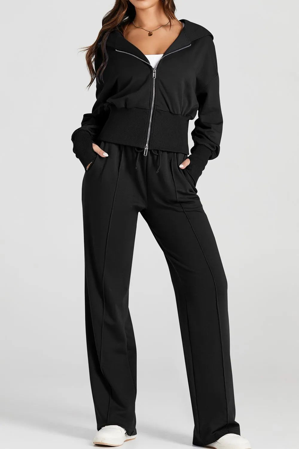 Zip - Up Hoodie and Pants Active Set - Knack'd Up