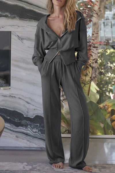 Zip - Up Hoodie and Pants Active Set - Knack'd Up