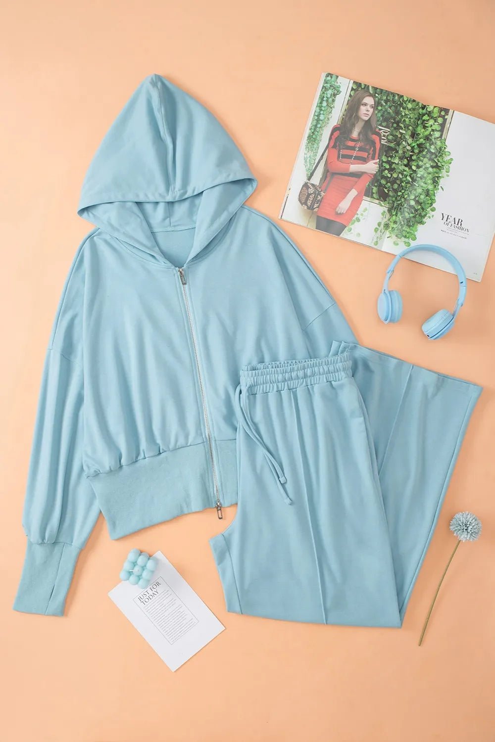 Zip - Up Hoodie and Pants Active Set - Knack'd Up